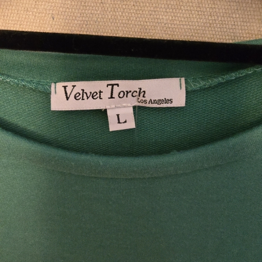 Velvet Torch Green Short Sleeve Top Tunic Shirt NWT - Picture 2 of 4